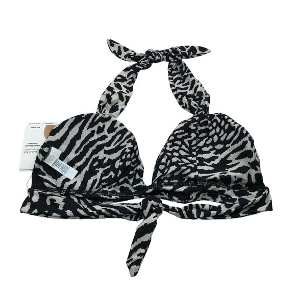 Coco Reef Contour Athena Draped Halter Bra Sized Bikini Top Black White 16/40C-D - Picture 4 of 8